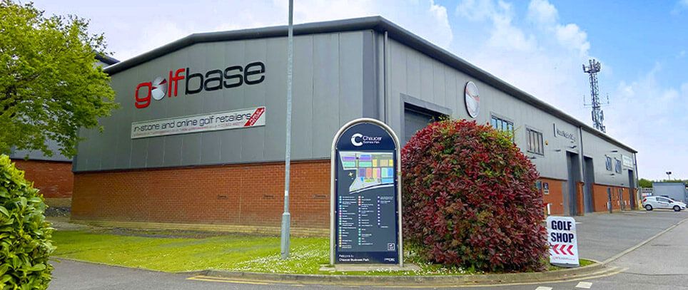 Photograph of the exterior of the main Golfbase building in Polegate, East Sussex