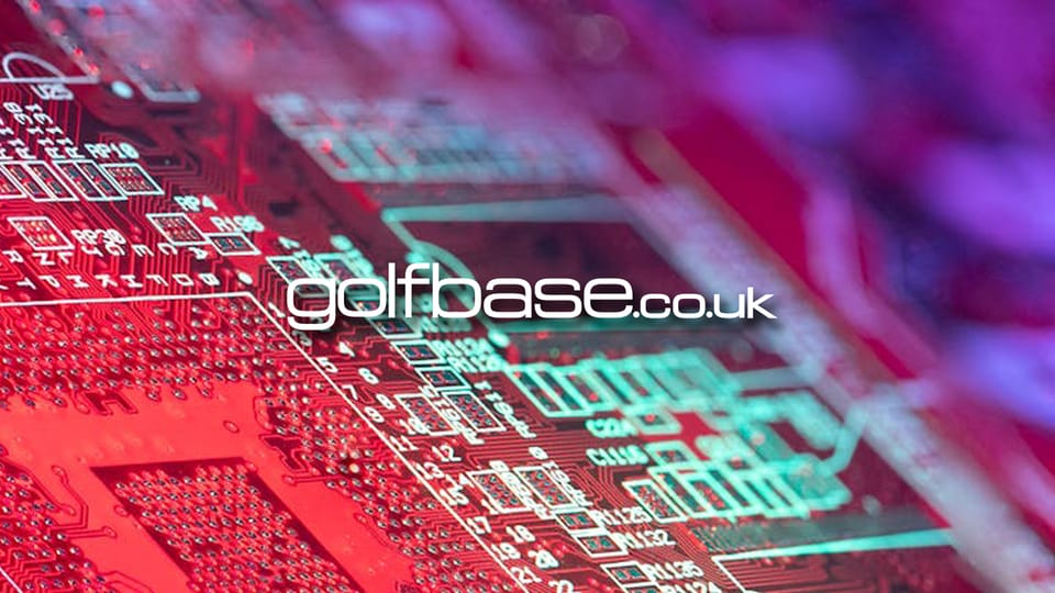 The Golfbase.co.uk logo on a red circuit board background